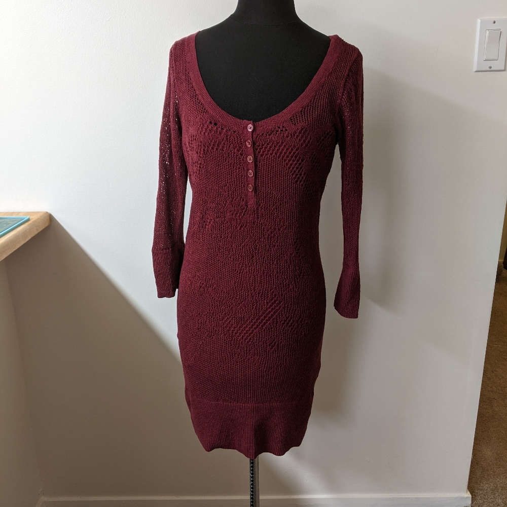 American eagle red crochet dress with lining size L